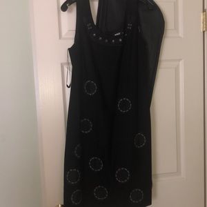 DKNY black strapless dress with mesh details - size 12
